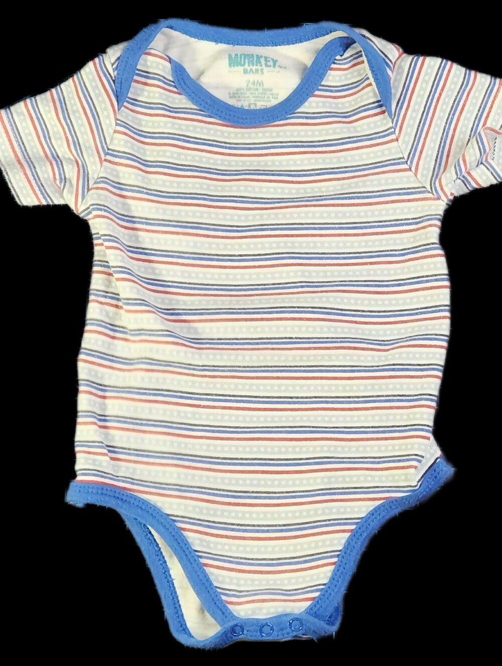 #IC7 Striped Baby Bodysuit in Blue & Red